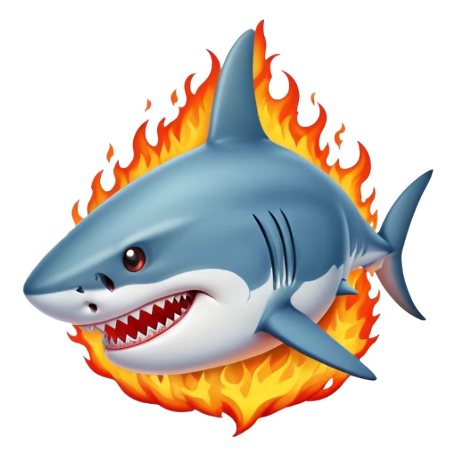 Shark on fire sticker
