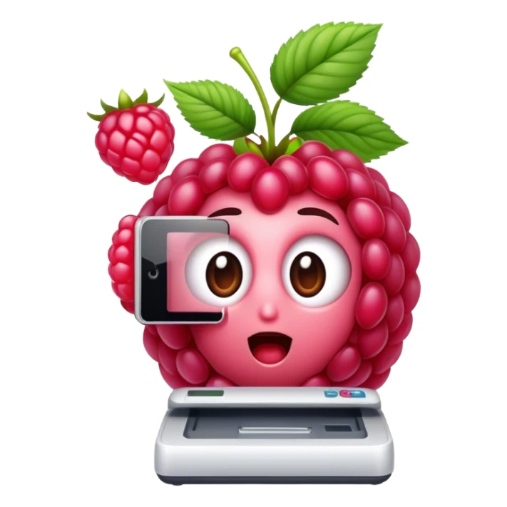 A raspberry holds the scanner sticker