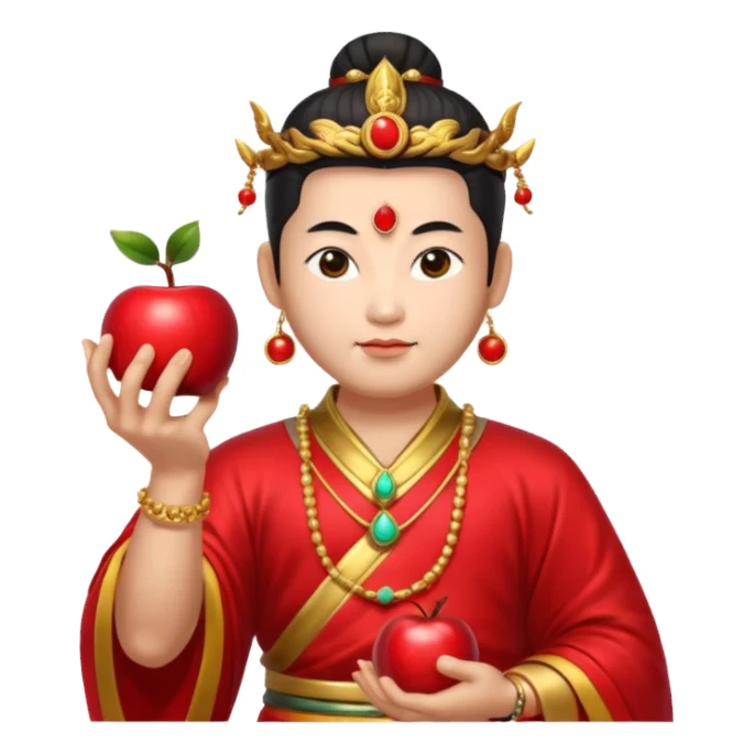 chinese god with an apple sticker