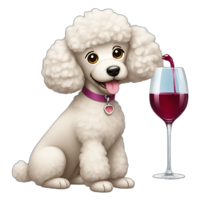 Poodle drinking wine sticker