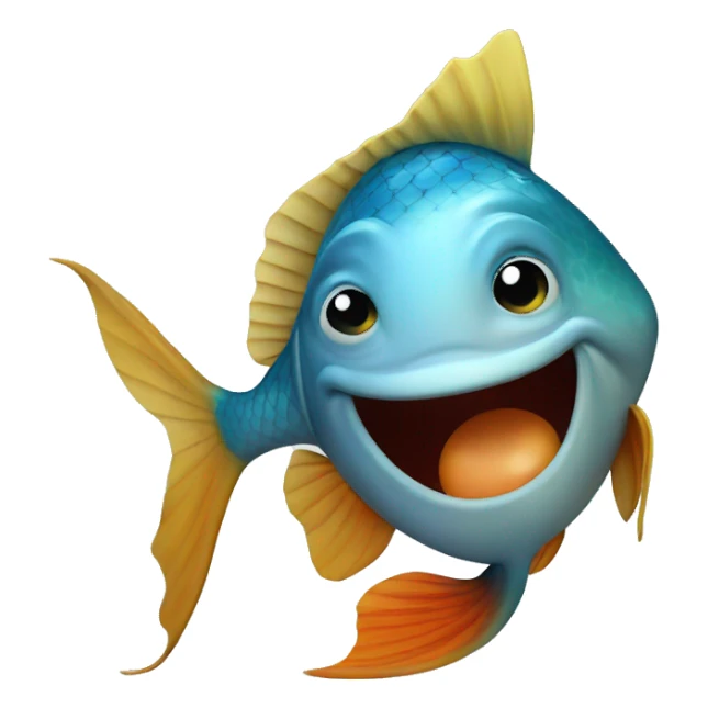 fish with apple sticker