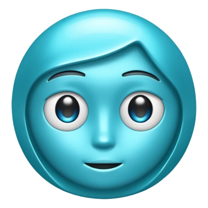 shiny cyan-colored nu (ν) character sticker