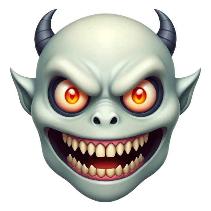 creepy freaky monster face with bizarre features sticker