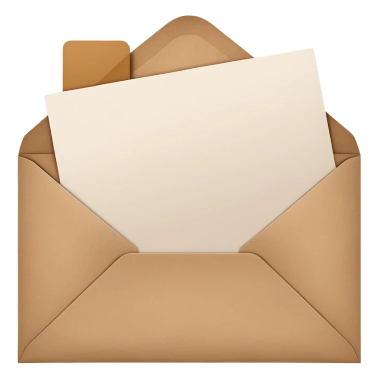 blank greeting card open with brown envelope next to it sticker