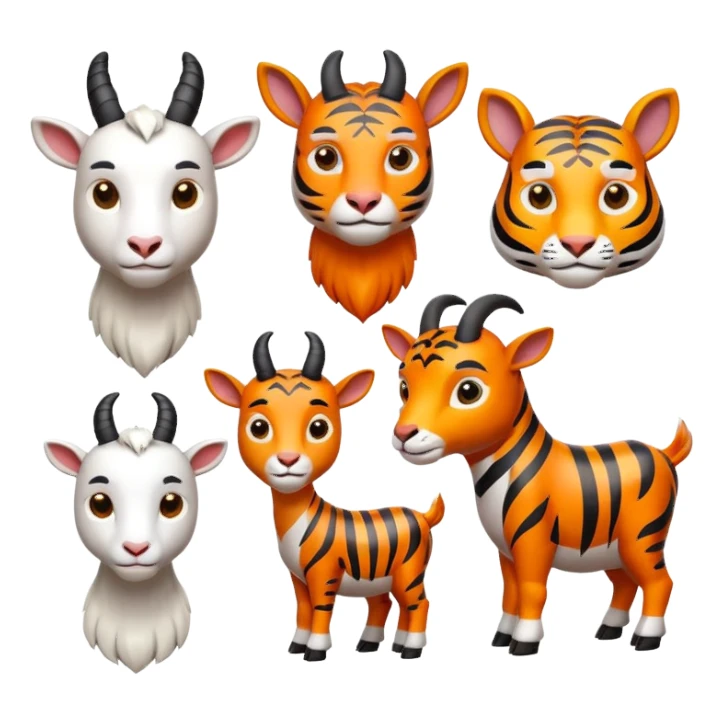 Goats vs Tigers 3d icons sticker