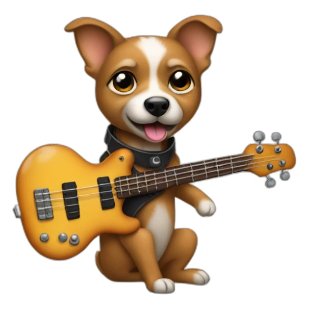 Small dog playing bass guitar sticker