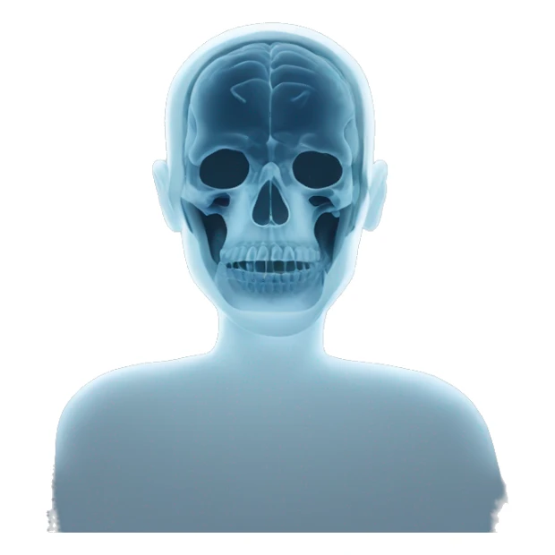  X-ray showing no brain sticker