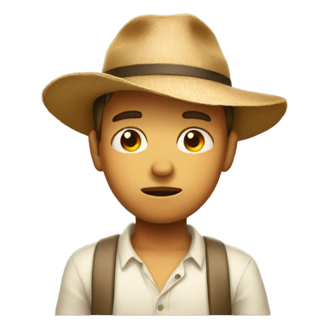 Sad boy in Panama hat  sticker