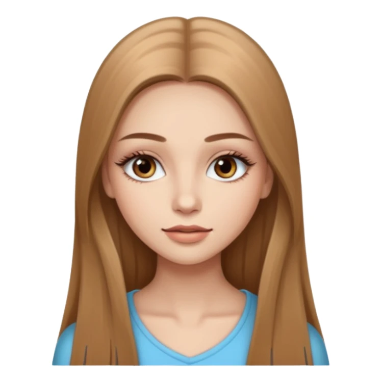 very beautiful girl with long straight light brown hair and make-up with very light skin with long eyelashes  sticker