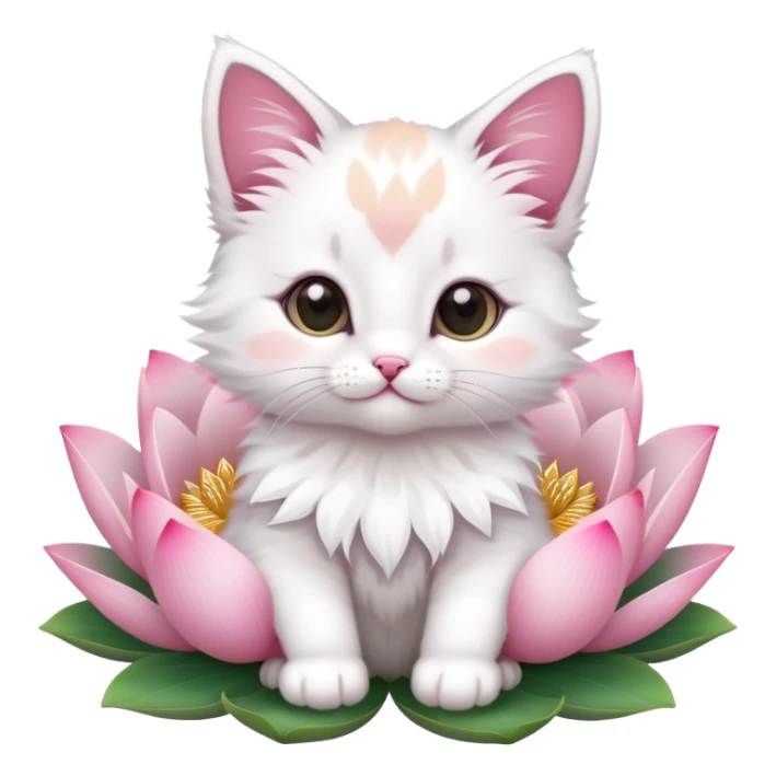 Kitten sitting on lotus flower sticker