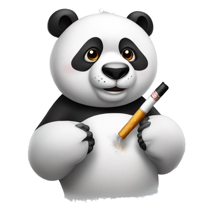 Panda with mustache holding cigarette  sticker