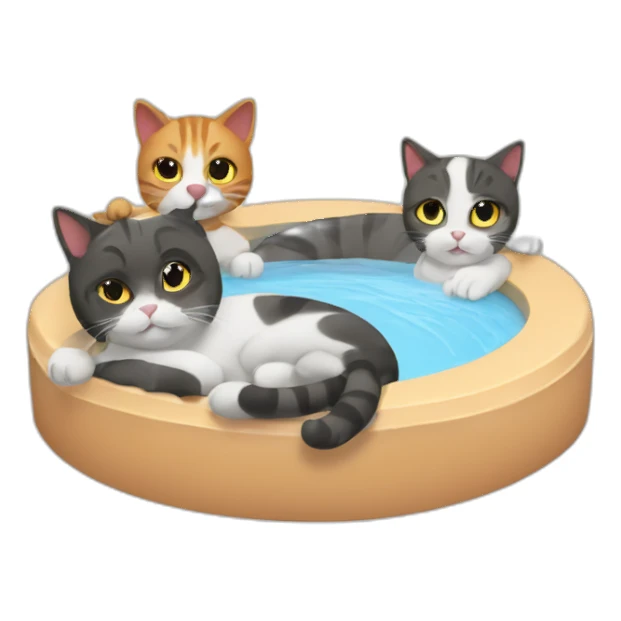 Cat chilling with other cats in a jacuzzi  sticker