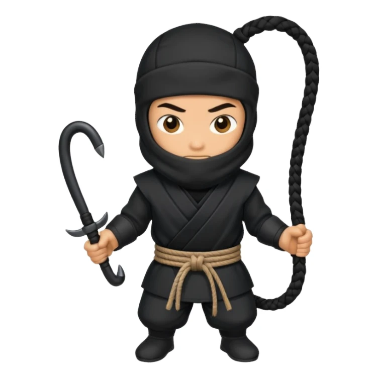 iron hook, 4 hooks, black, with rope, ninja sticker