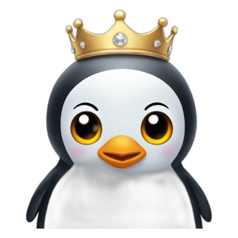 Cute little penguin with a crown sticker