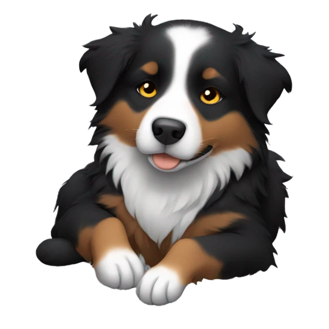 Small black australian shepherd dog sleeping  sticker
