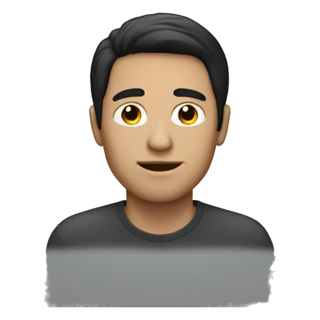 white man with black hair on his laptop sticker