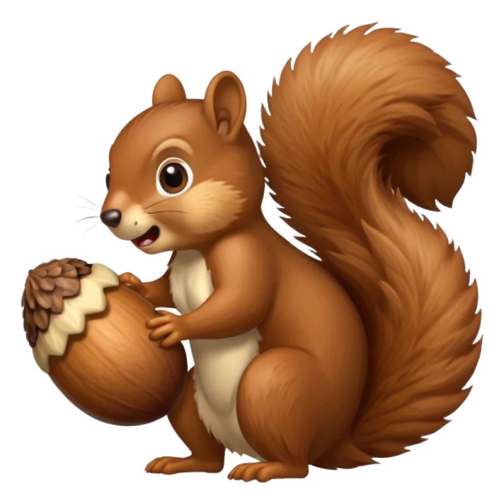 Squirrel bite giant acorn, panic sticker