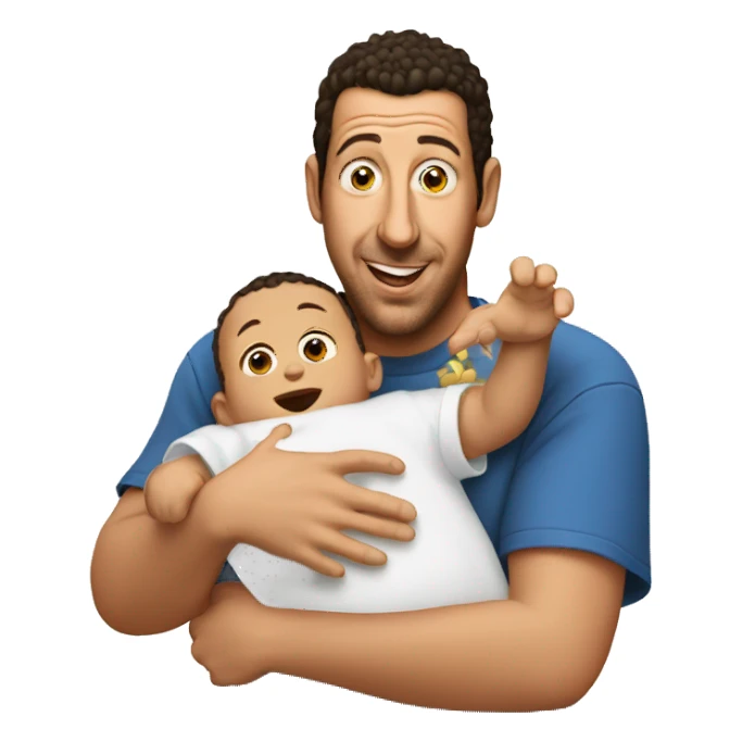 Adam Sandler with a baby sticker