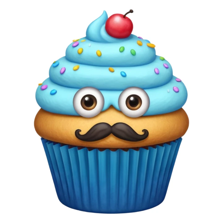 mustached cupcake big eyes sticker