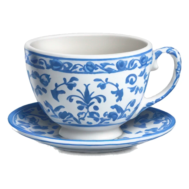blue and white teacup sticker