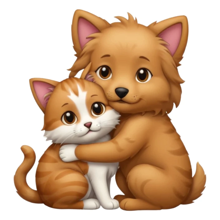 dog hug cat sticker