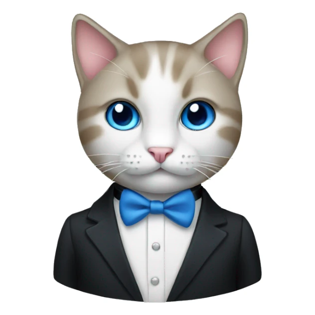 Cat in a tux with blue eyes sticker