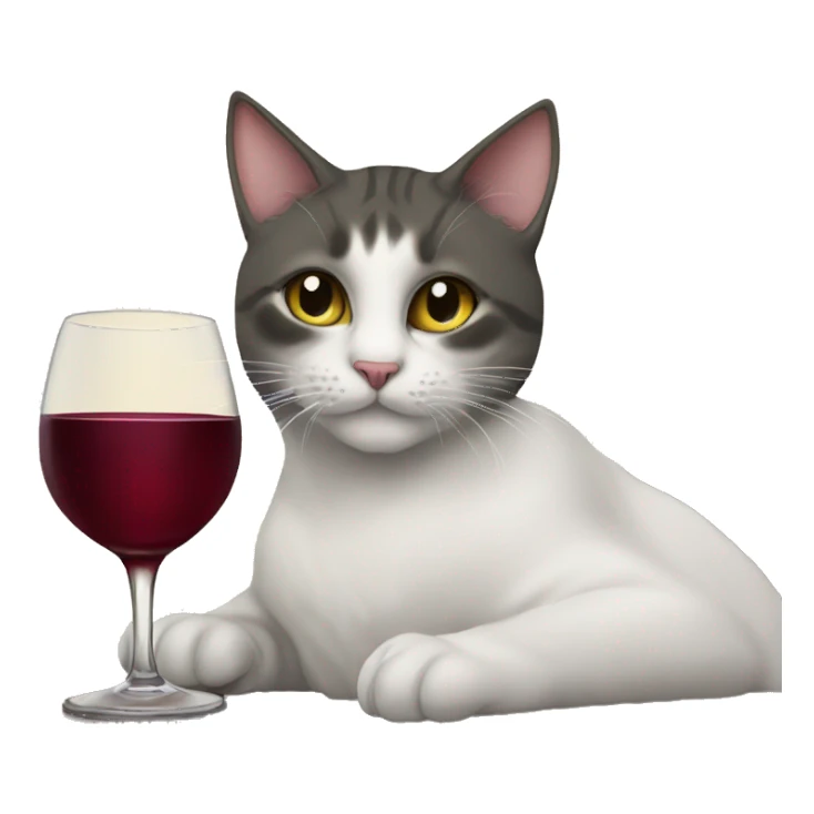 cat drinking wine by a lak sticker