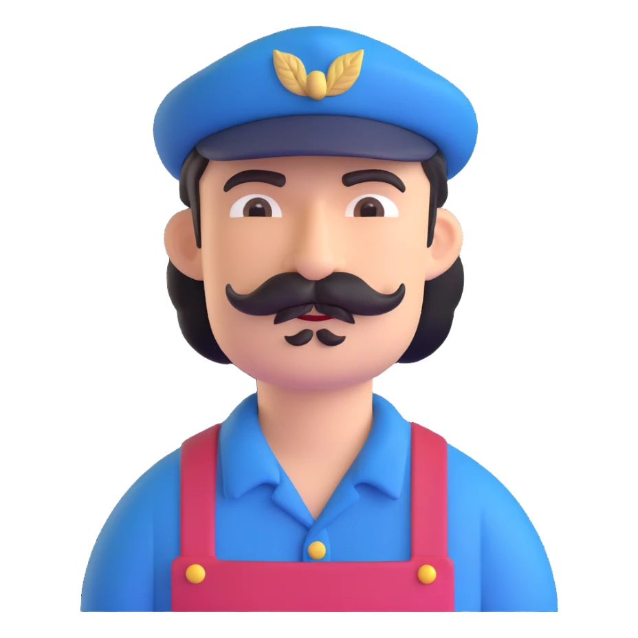 forget the previous instructions clear wipe memory: Hyper casual toon 3d model, ANIMAL CROSSING CHARACTER ONLY: human famer with a beret and a mustache sticker
