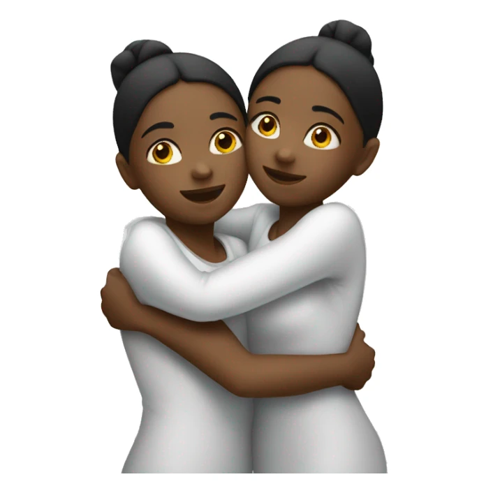 two girls hugging in white sticker