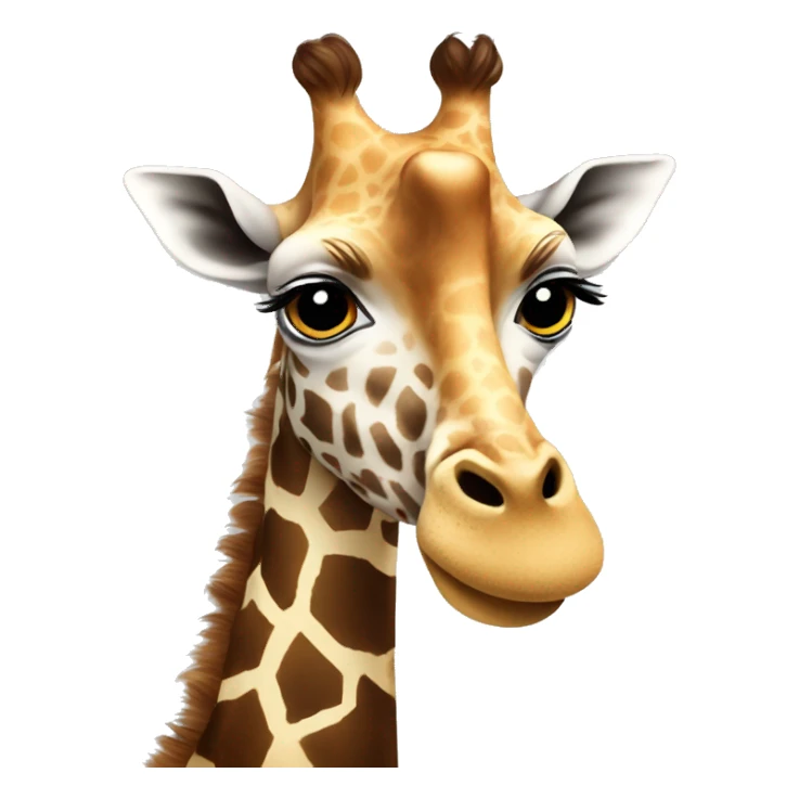 Giraffe with long brown hair ￼ sticker
