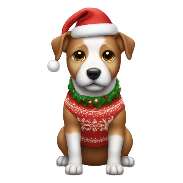 Dog wearing Xmas clothes  sticker