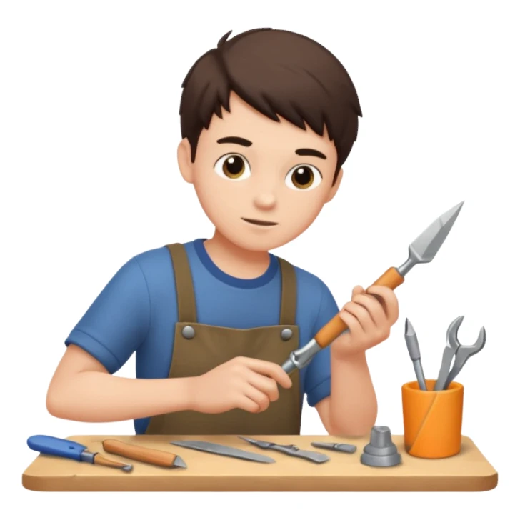 Boy crafting sticker