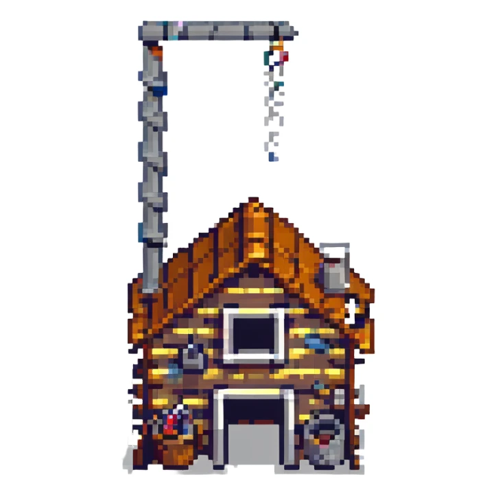 house under construction, pixel art, scaffolding and tools sticker