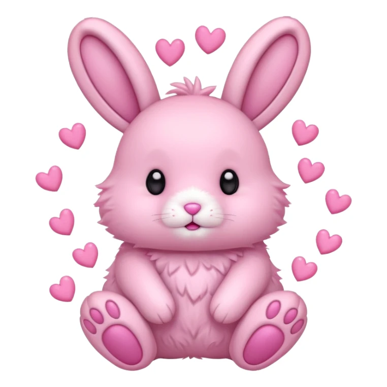 Pink Bunny with pink hearts  sticker