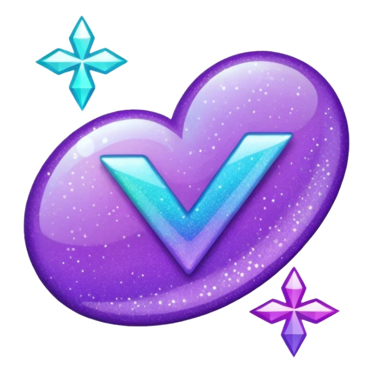 glitter purple and cian checkmark sticker