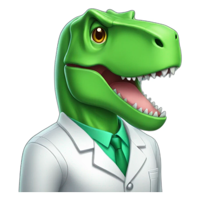green t-rex head in lab uniform sticker