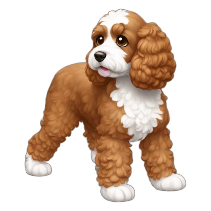 Reddish light brown cockapoo with small white patch on chin full body sticker