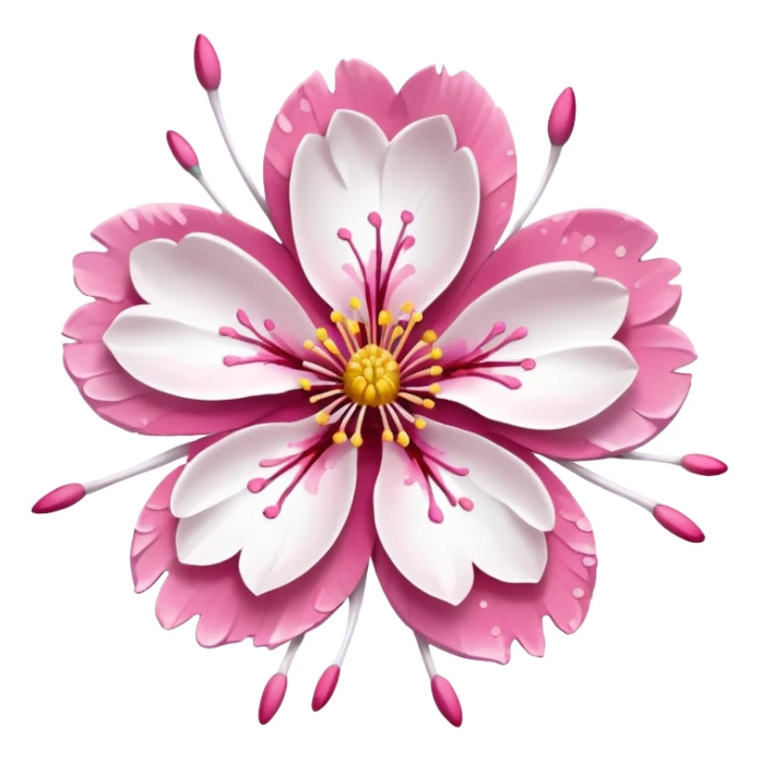 white sakura flower with a paint splatter sticker