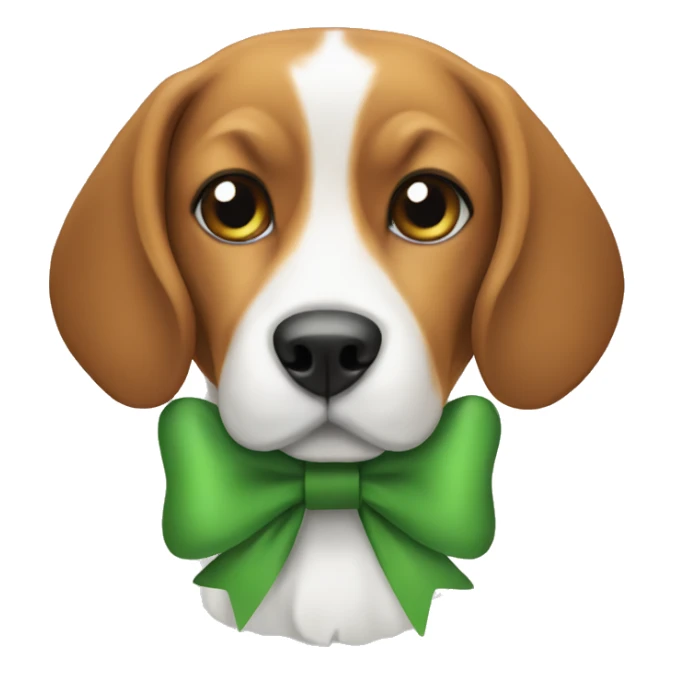 Beagle with green bow sticker
