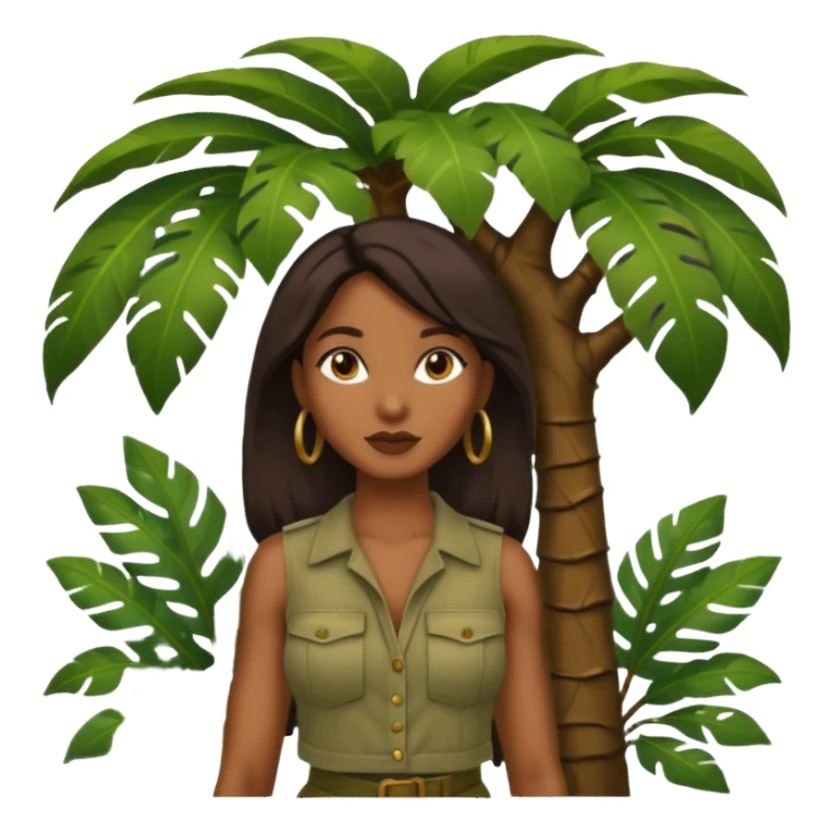 an woman with jungle tree sticker