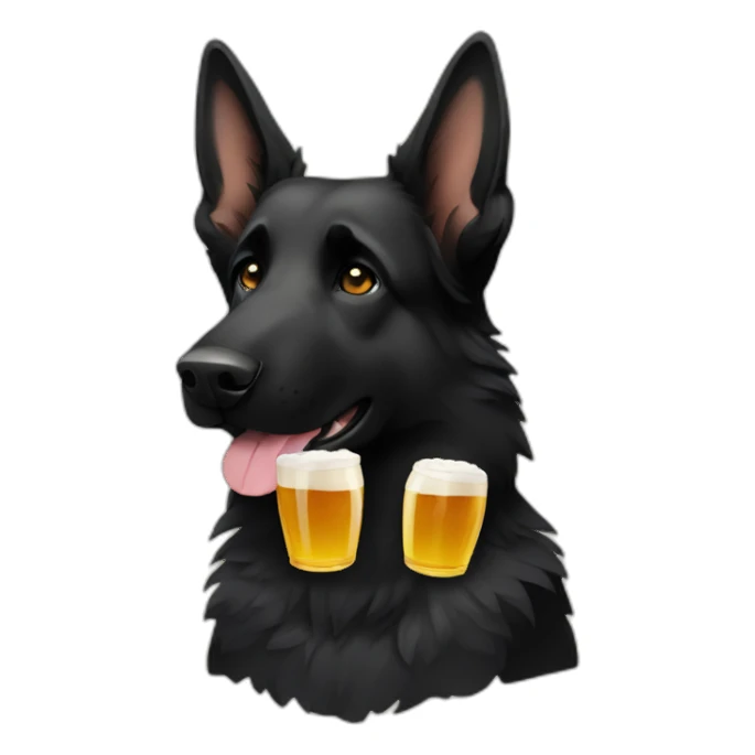 All black German shepherd drinking old style beer sticker