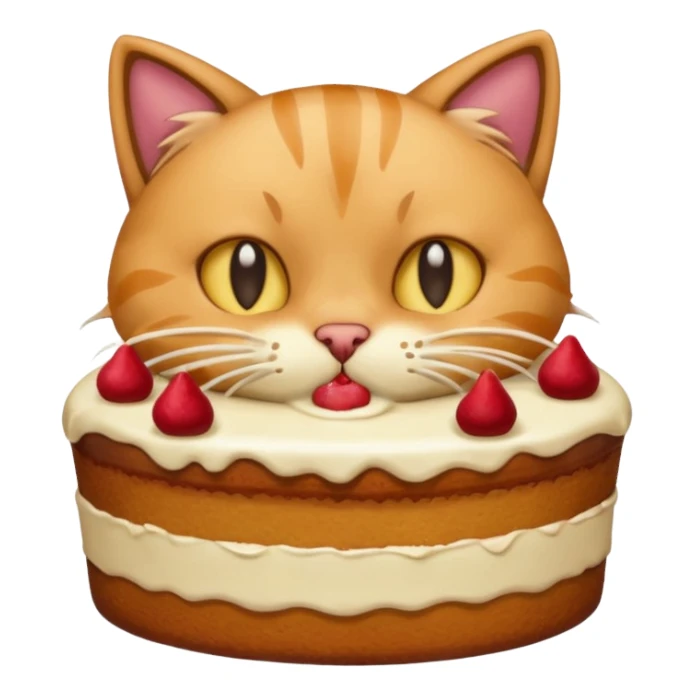 Cat vomiting because of eating cake sticker