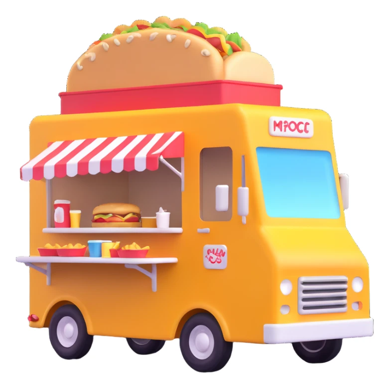 generate me a 3D food truck sticker