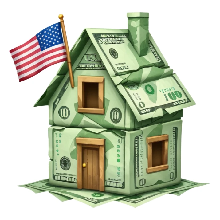 usa flag money house sticker