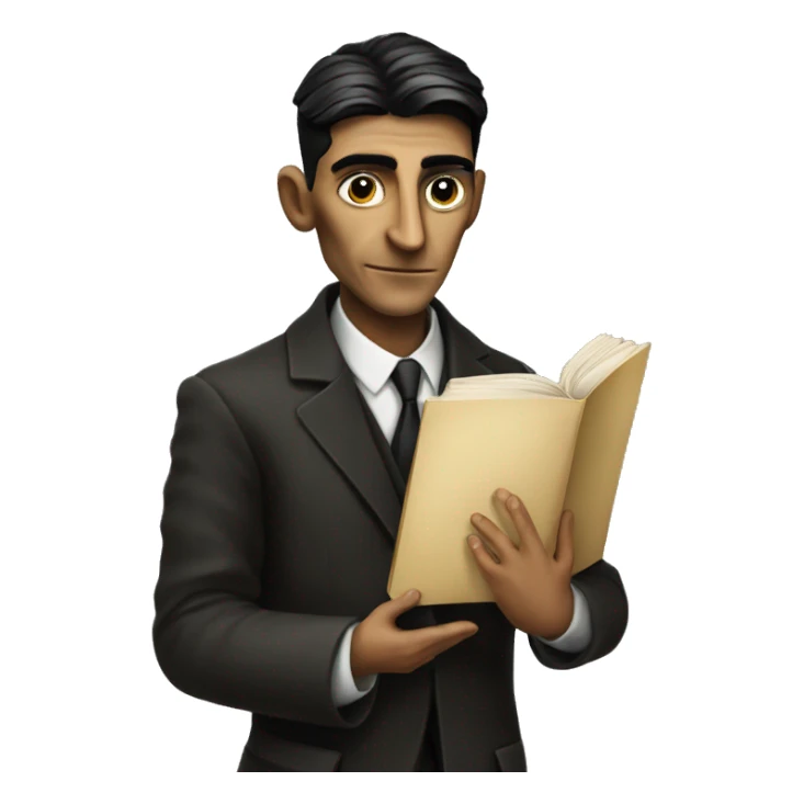 Kafka holds a book in his hands sticker