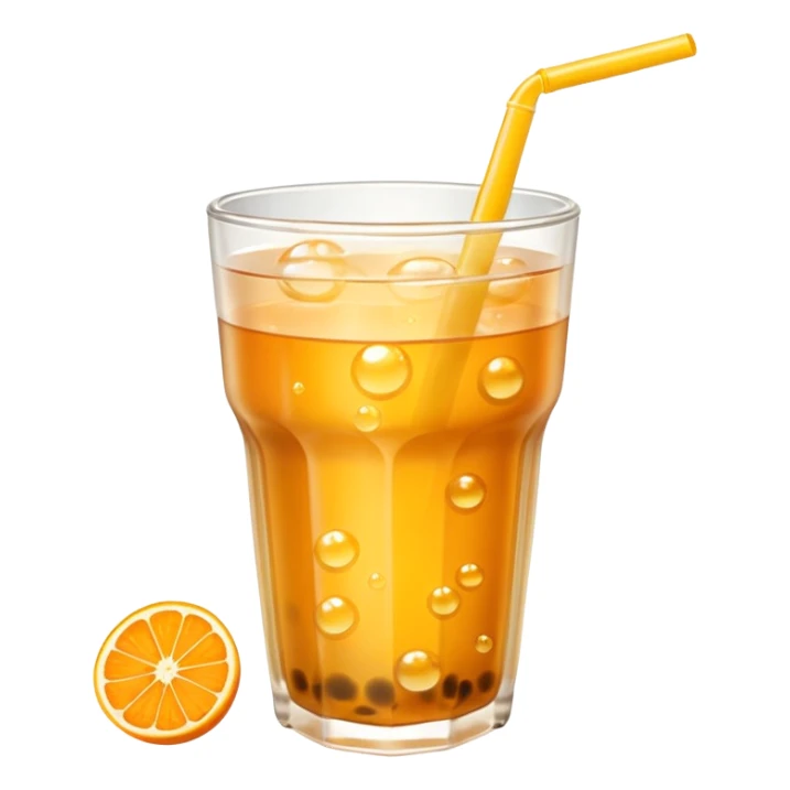 Make a orange tea boba with yellow bubbles sticker
