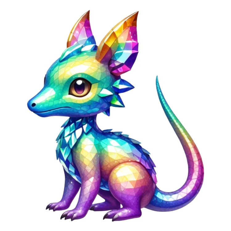 Randomly-colored sparkly exotic Fakémon-creature sticker