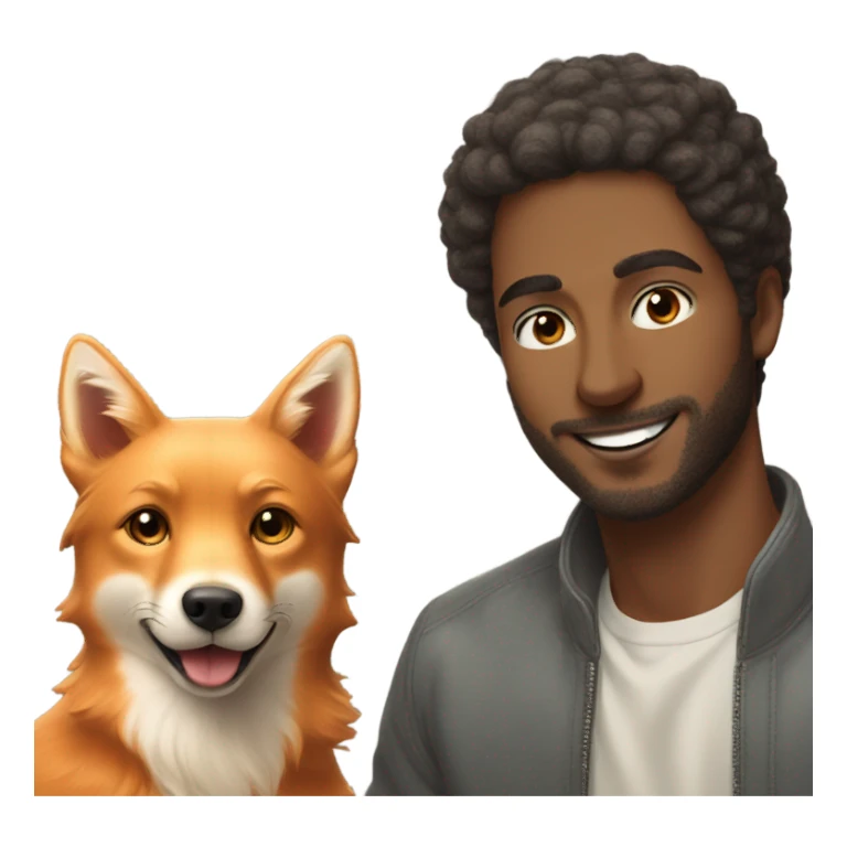  Handsome man and fluffy fox red labrador  sticker