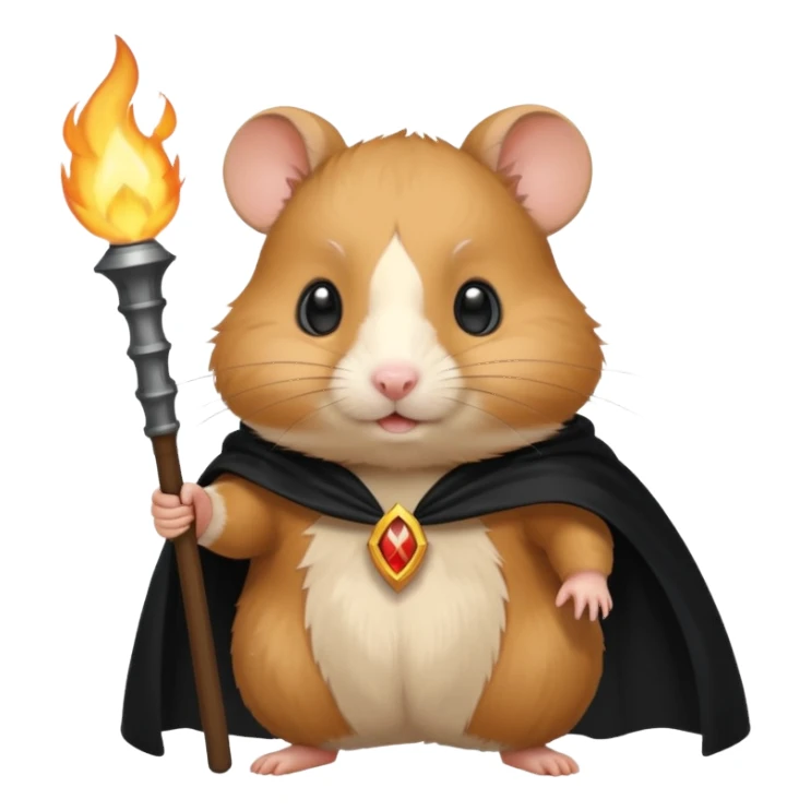 hasmter holding torch with black cape sticker