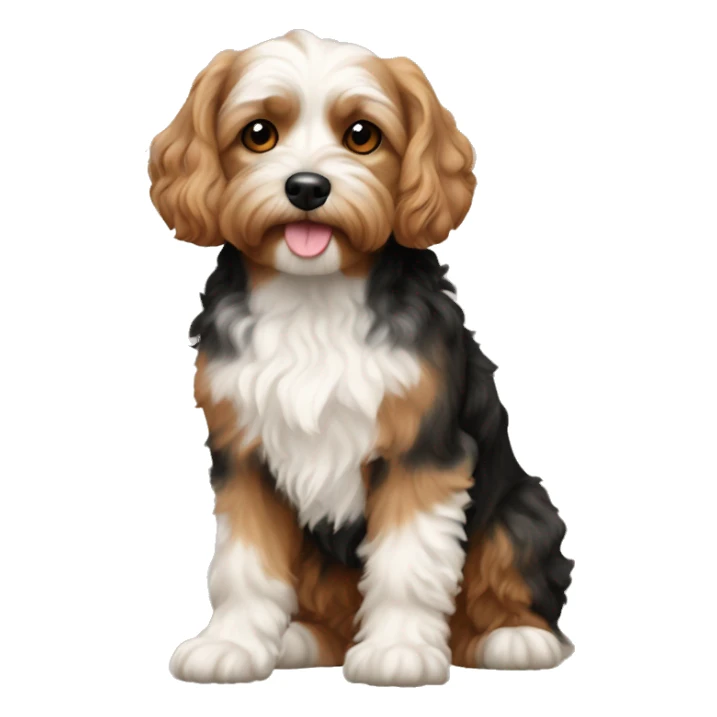 Cavapoo dog black tan and white sticker